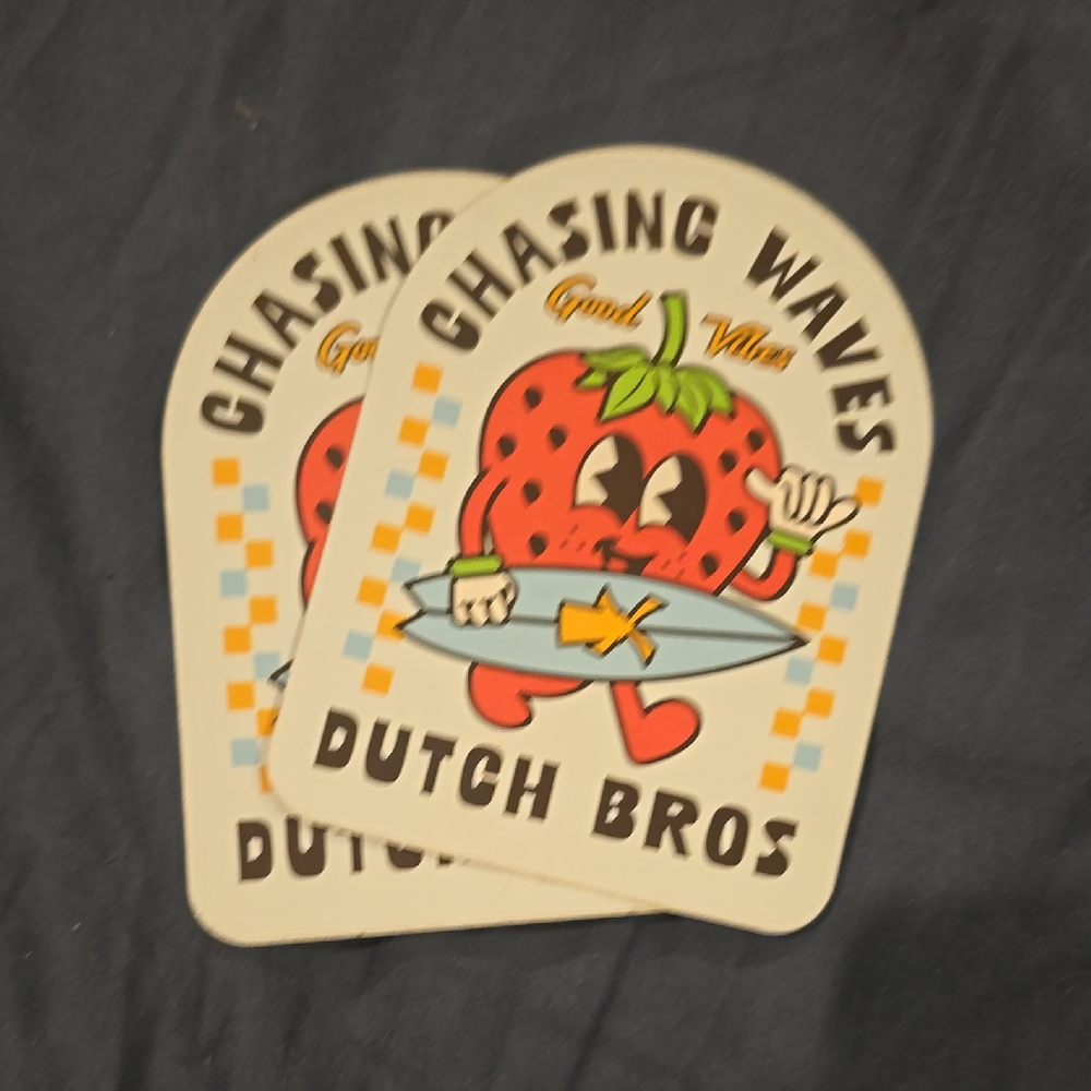 Dutch Bros Surfing Strawberry Sticker